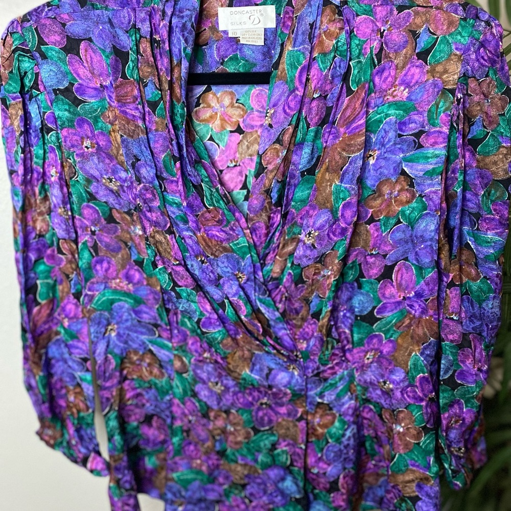 Vintage Floral Women's 2pc Skirt Set in Purple and Green